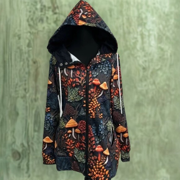 Fabulous mushroom print hoodie - Picture 3 of 11